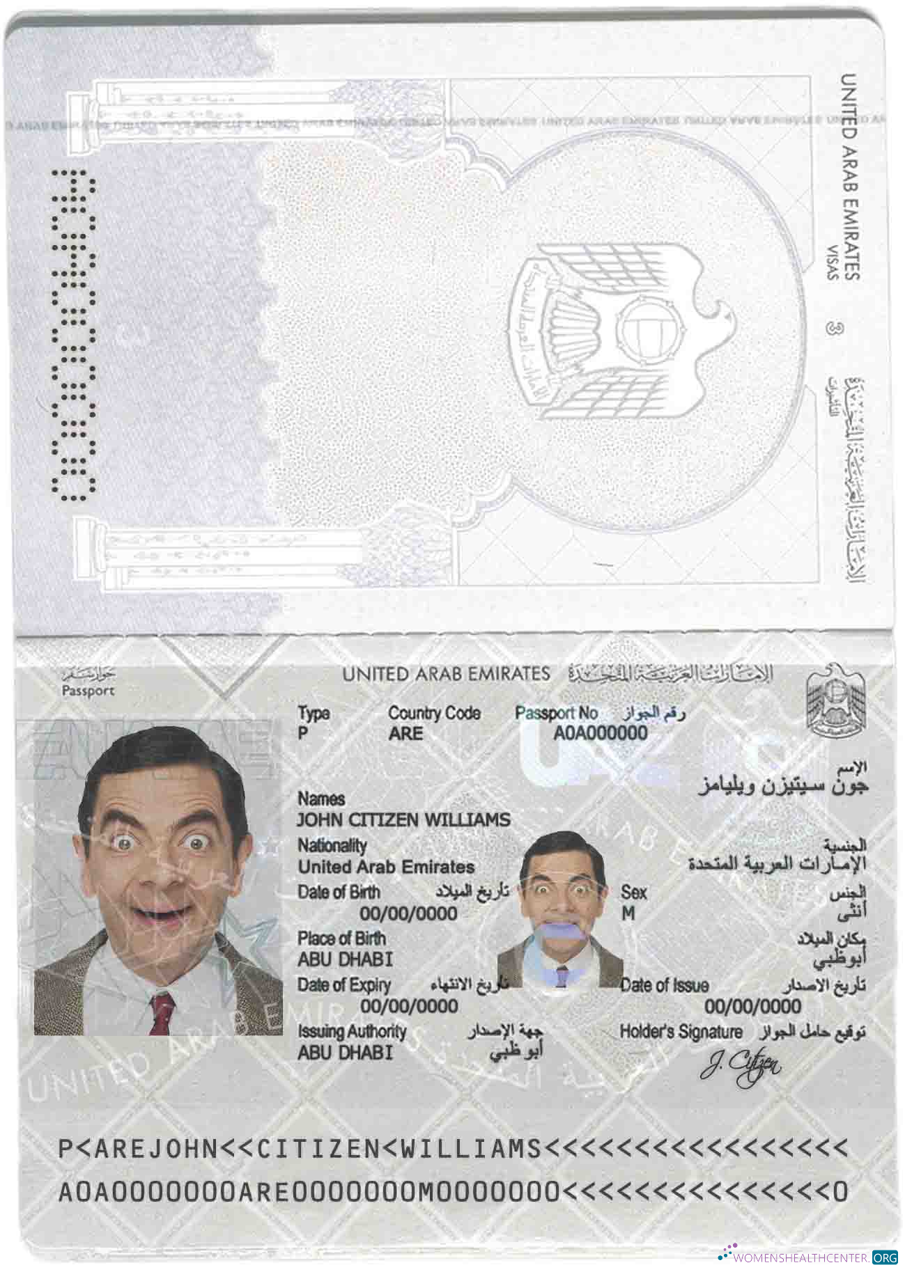 Download UAE (United Arab Emirates) passport Photoshop template